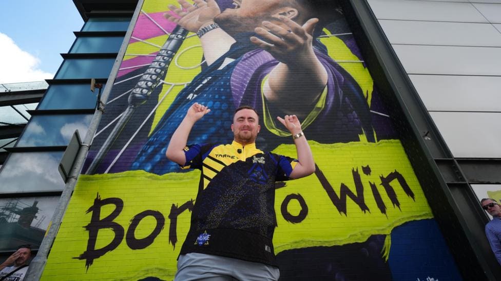 Luke Littler Mural Unveiled at Golden Square, Warrington — Warrington news photo (BBC Manchester)